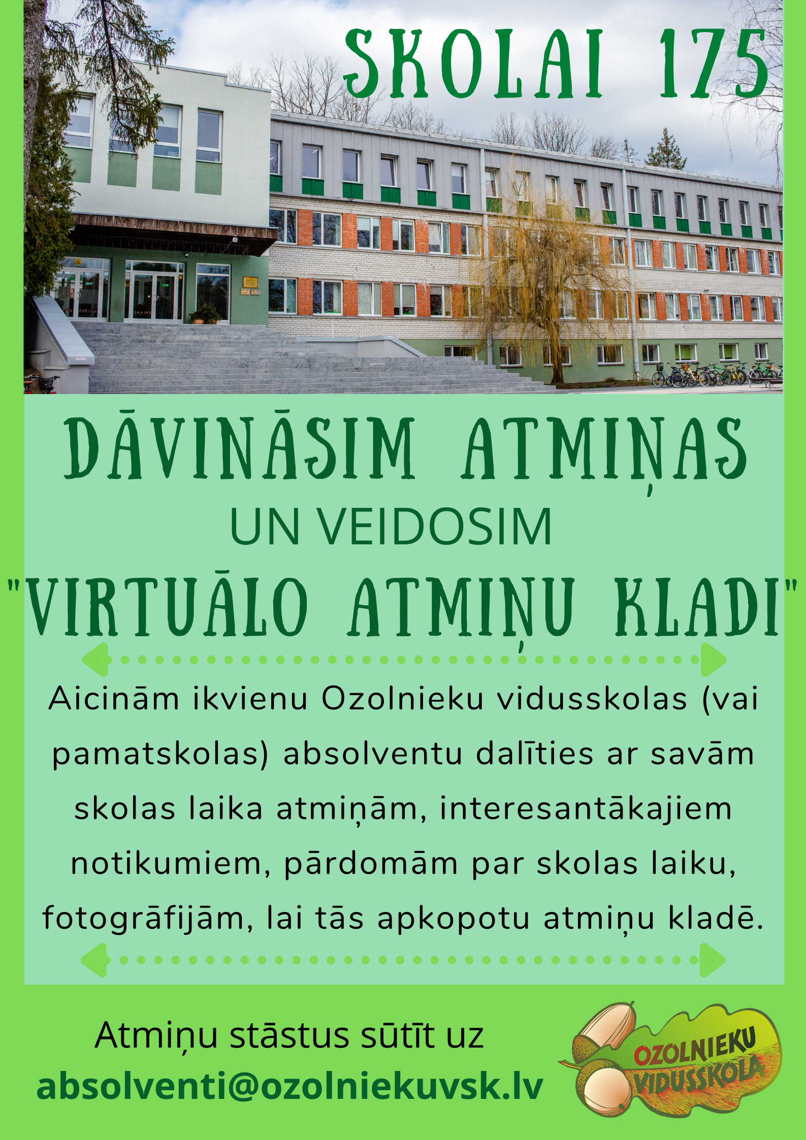 Skolas 175 dzimšanas dienas plakāts.